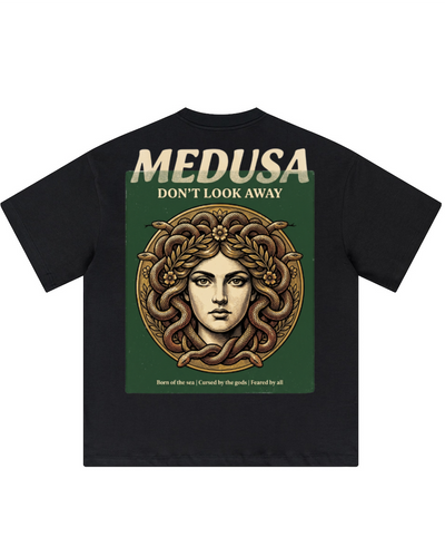 'Medusa Don't Look Away' Oversized Graphic Tee