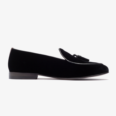 Del Toro Shoes Men's Black Velvet Tassel Loafer