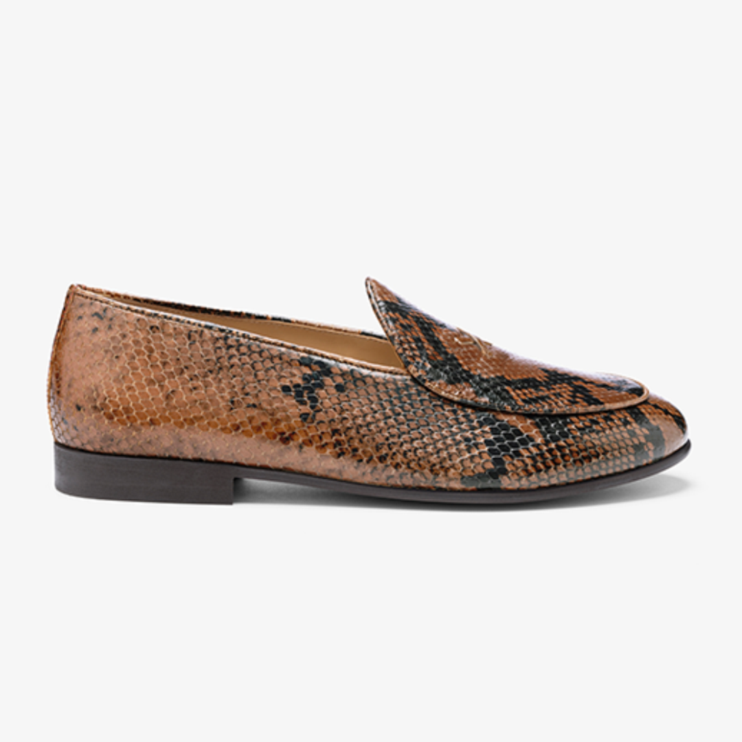 Del Toro Shoes Men's Brown Snakeskin Milano Loafer