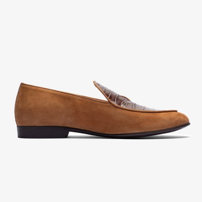 Del Toro Shoes Men's Cognac Croc Milano Loafer
