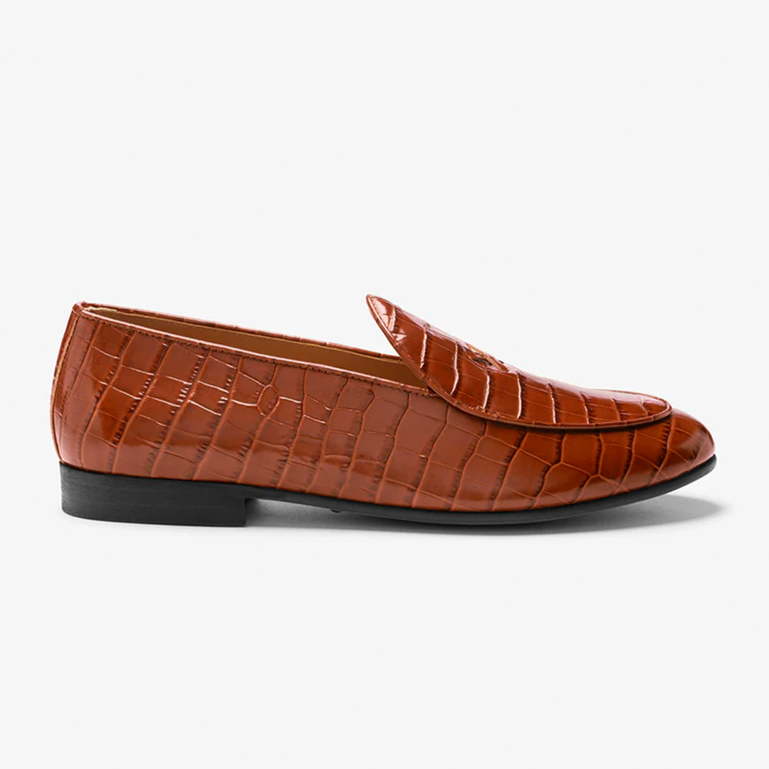 Del Toro Shoes Men's Cognac Full Croc Milano Loafer