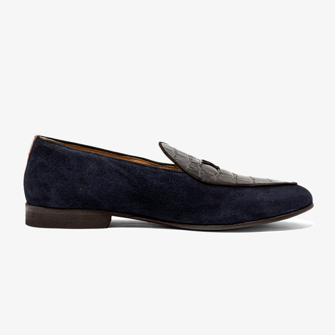 Del Toro Shoes Men's Navy Croc Milano Loafer