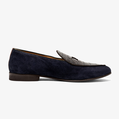Del Toro Shoes Men's Navy Croc Milano Loafer