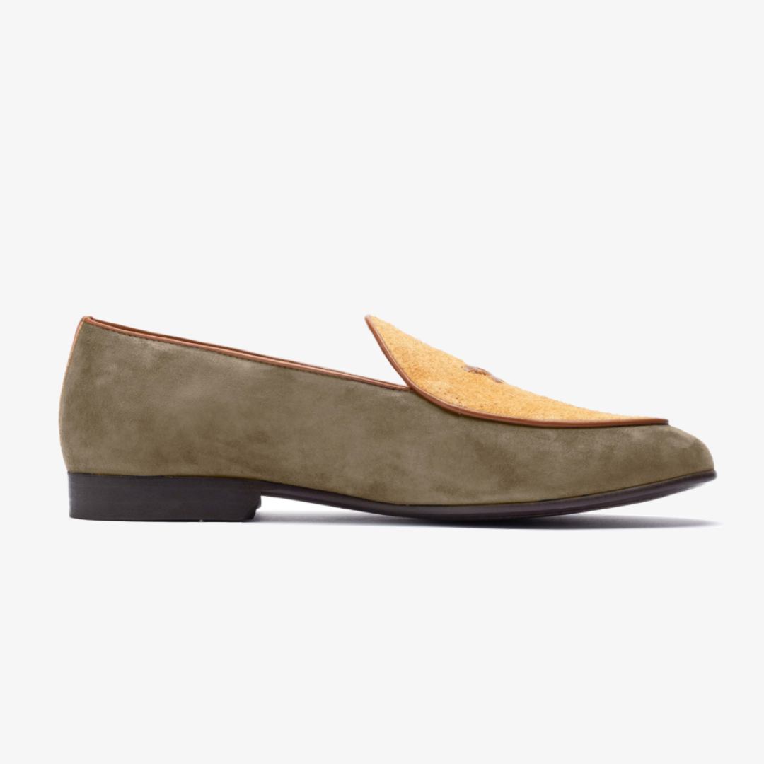 Del Toro Shoes Men's Olive Textured Tan Milano Loafer