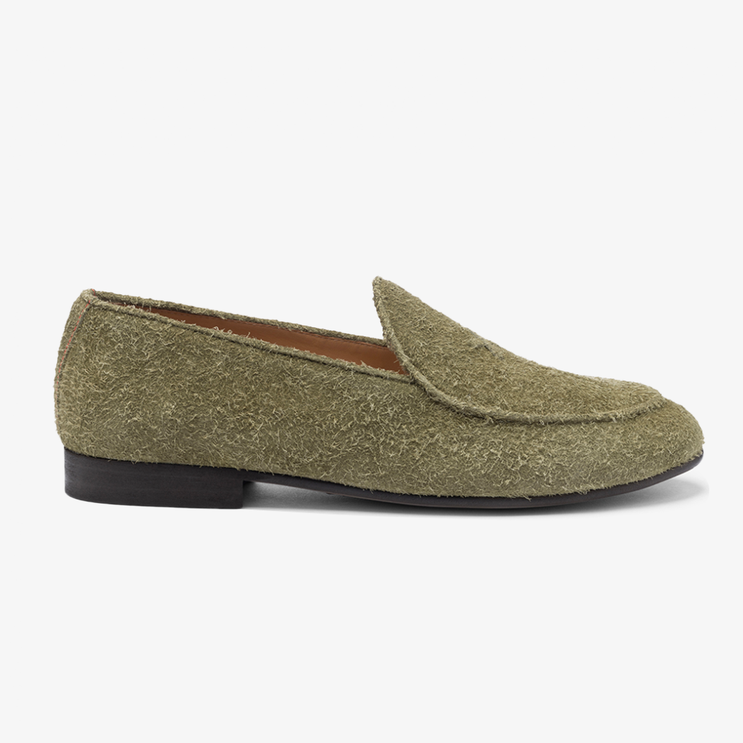 Del Toro Shoes Men's Olive Textured Suede Milano Loafer