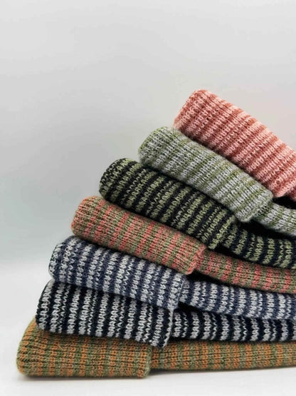 Modern H Stitch Contrast Cuffed Beanie Premium Knit Men’s