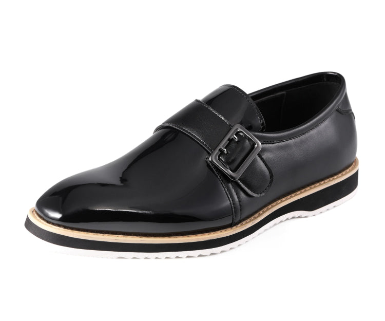 Amali Skyler Black Monk Strap Shoes — product view 1