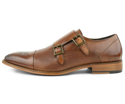 Asher Green AG1101 Men’s Tan Leather Double Monk Strap Shoes