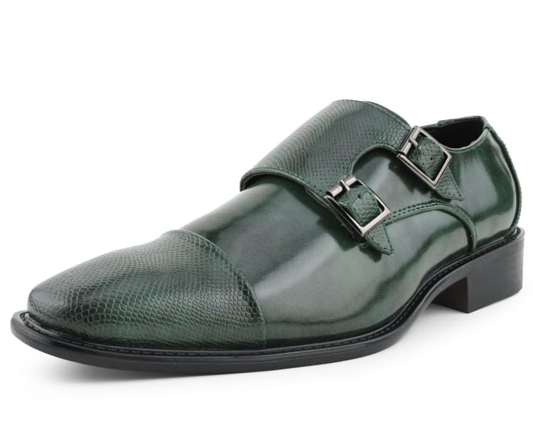 Bolano Bancroft Hunter Green Monk Strap Shoes — product view 1