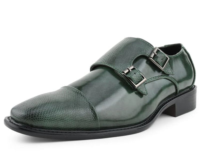 Bolano Bancroft Hunter Green Monk Strap Shoes — product view 1