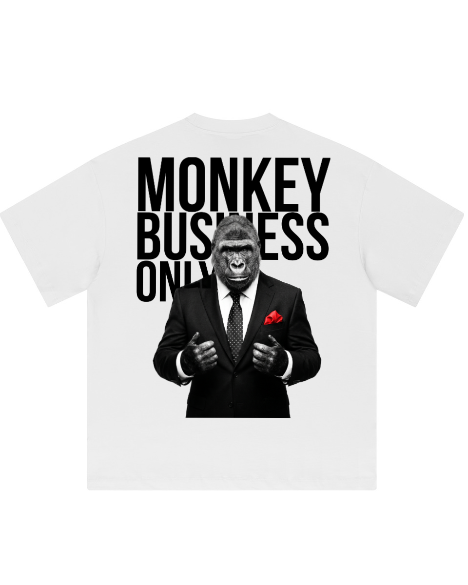 Apollo Moda  'Monkey Business Only' Oversized Graphic Tee – rear view