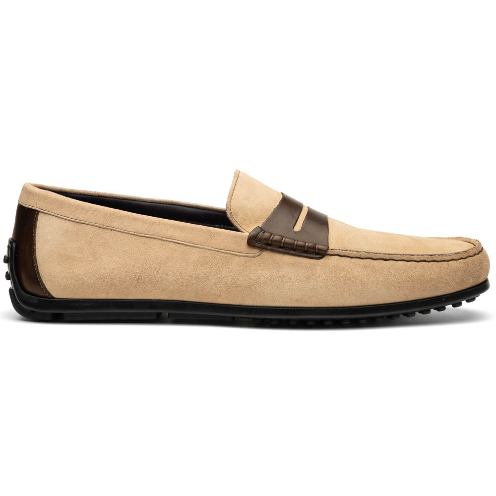 Zelli Italia Men's 36-300-BON MONZA Sueded Italian Calfskin Driver Bone / Chestnut