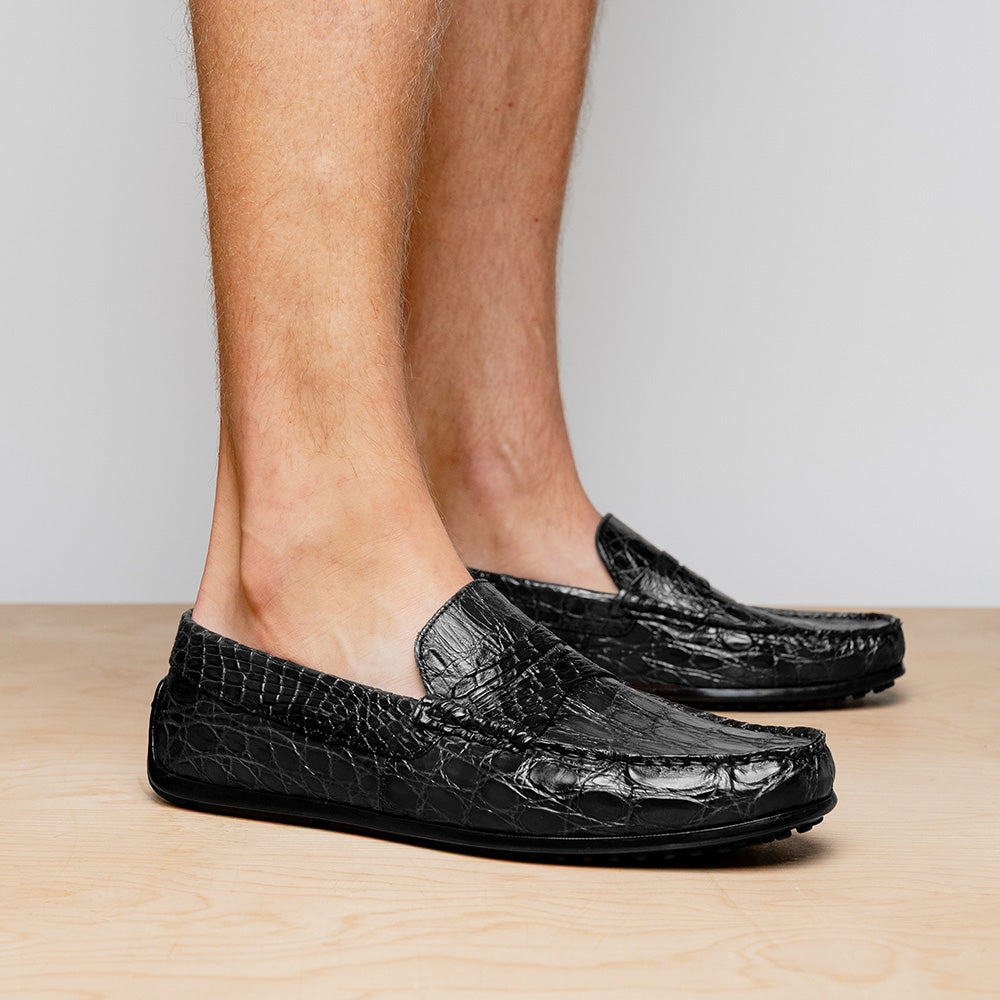 Zelli Italia Men's 31-103-BKM MONZA Crocodile Driver, Black