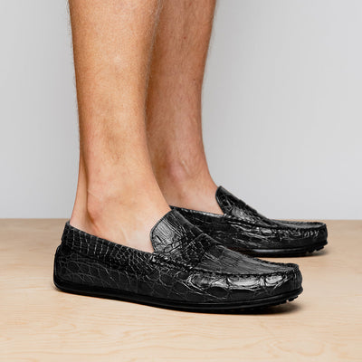 Zelli Italia Men's 31-103-BKM MONZA Crocodile Driver, Black
