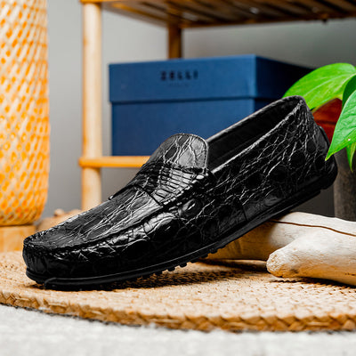 Zelli Italia Men's 31-103-BKM MONZA Crocodile Driver, Black