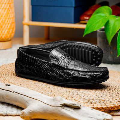 Zelli Italia Men's 31-103-BKM MONZA Crocodile Driver, Black