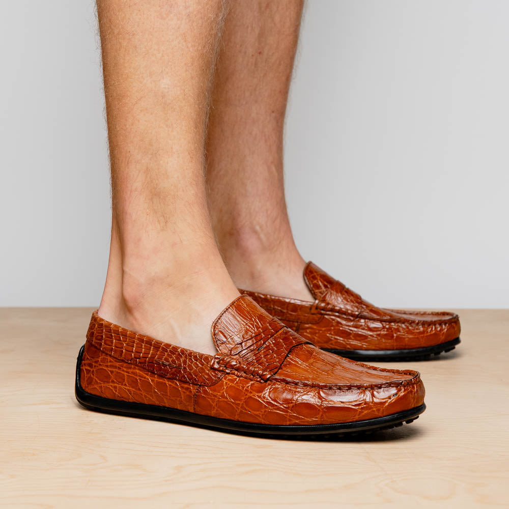 Zelli Italia Men's 31-103-CGM MONZA Crocodile Driver, Cognac