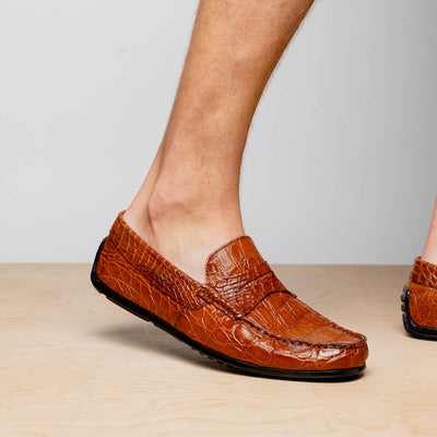 Zelli Italia Men's 31-103-CGM MONZA Crocodile Driver, Cognac