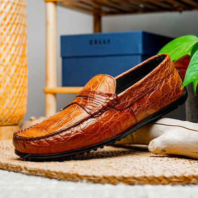 Zelli Italia Men's 31-103-CGM MONZA Crocodile Driver, Cognac