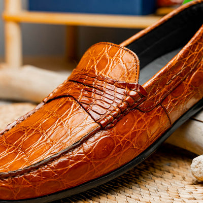 Zelli Italia Men's 31-103-CGM MONZA Crocodile Driver, Cognac
