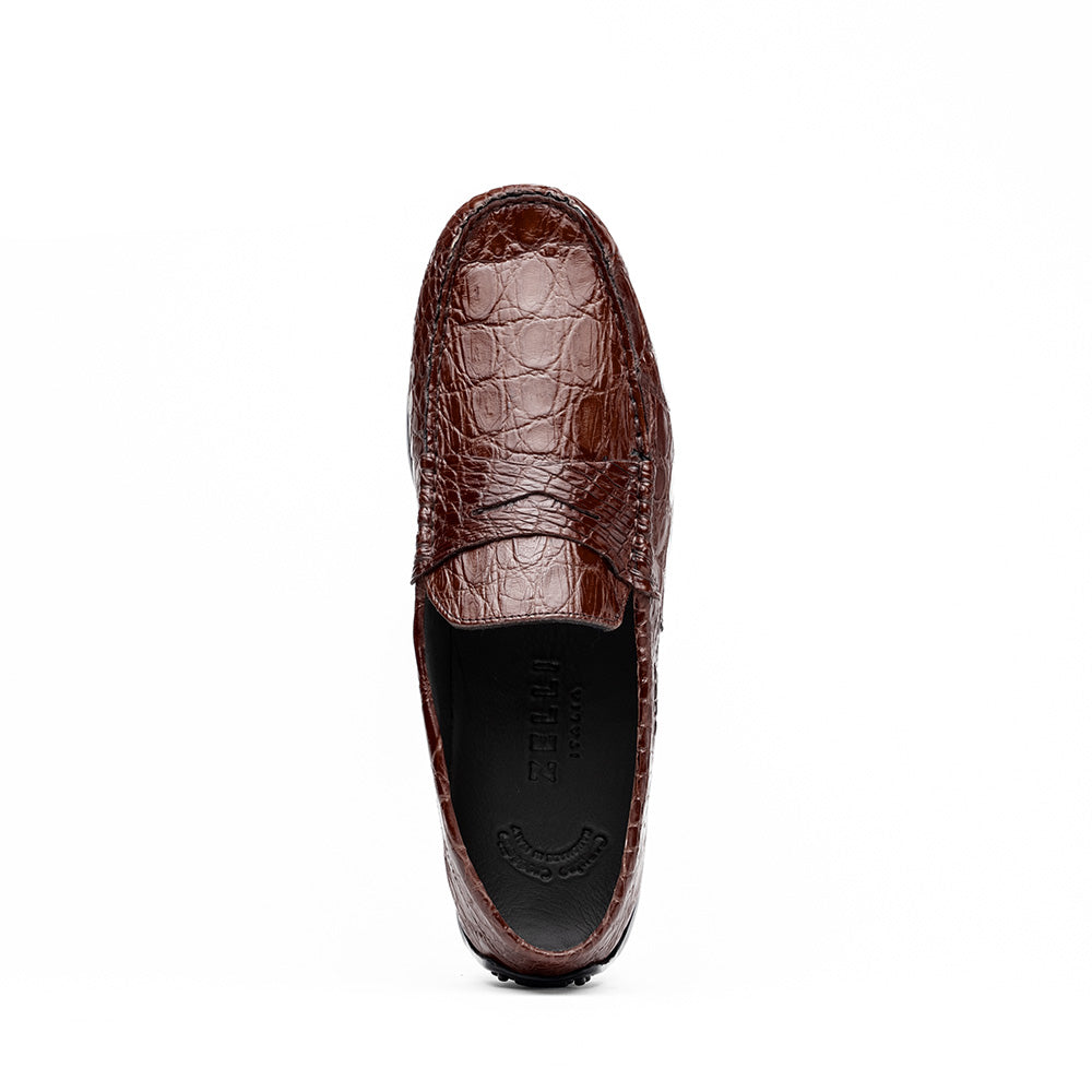 Zelli Italia Men's 31-103-NIC MONZA Crocodile Driver, Nicotine