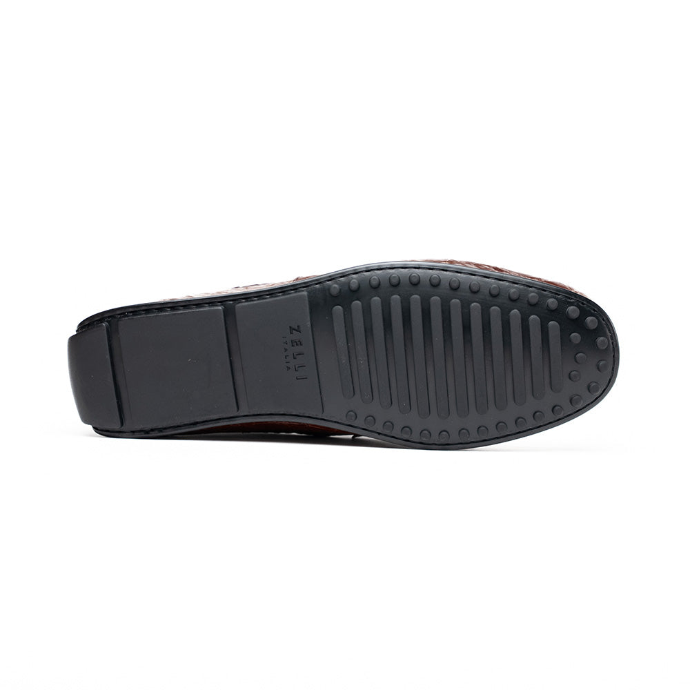 Zelli Italia Men's 31-103-NIC MONZA Crocodile Driver, Nicotine