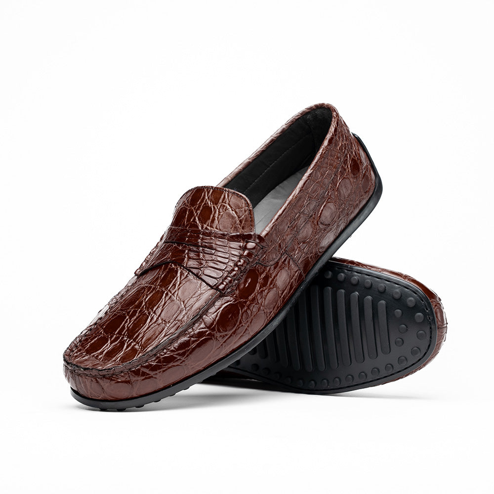 Zelli Italia Men's 31-103-NIC MONZA Crocodile Driver, Nicotine