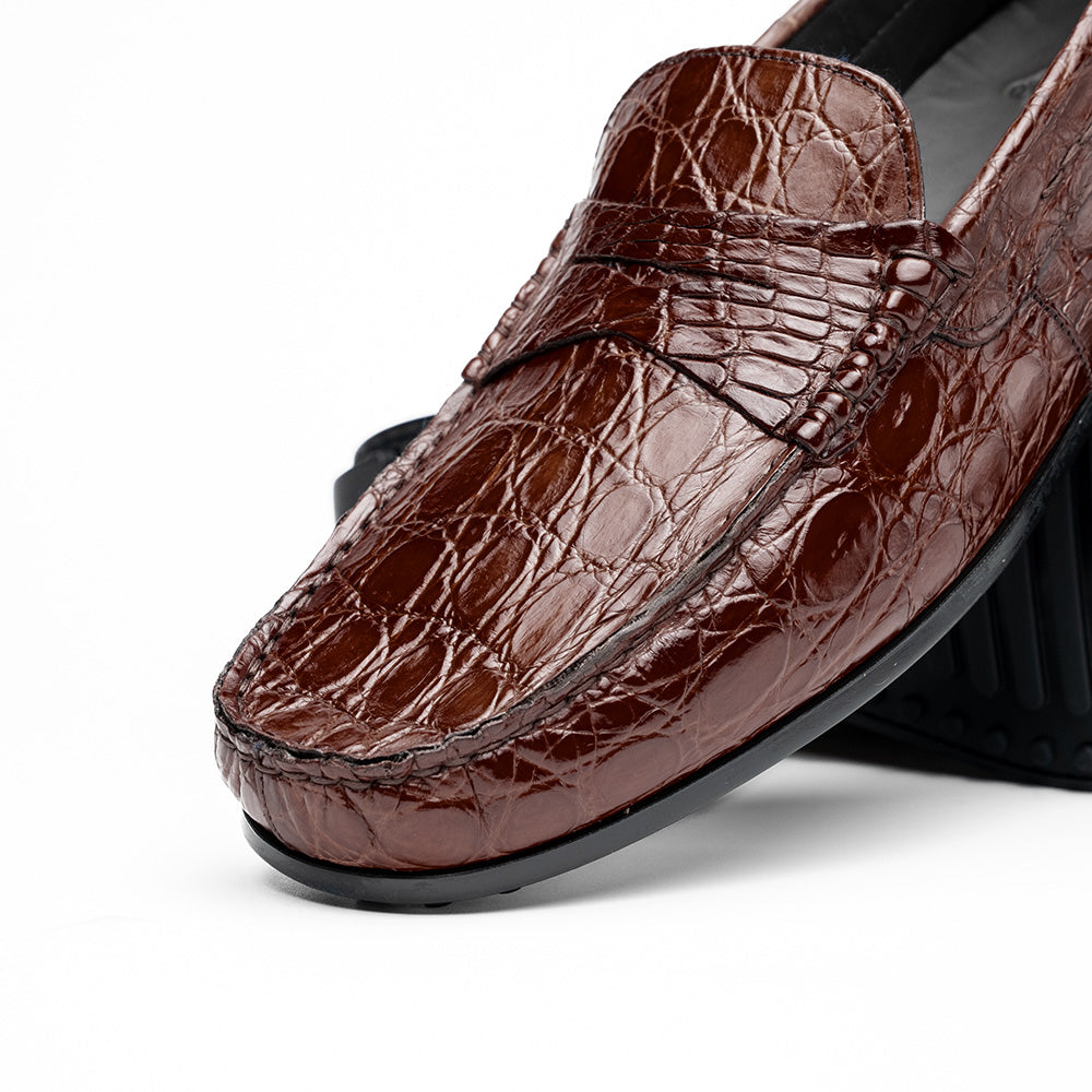 Zelli Italia Men's 31-103-NIC MONZA Crocodile Driver, Nicotine