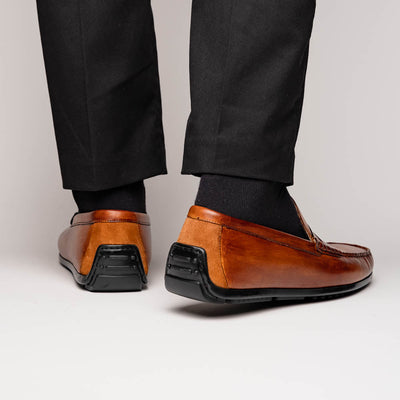 Zelli Italia Men's 35-115-CGN MONZA Hand Burnished Italian Calfskin Driving Loafers Cognac