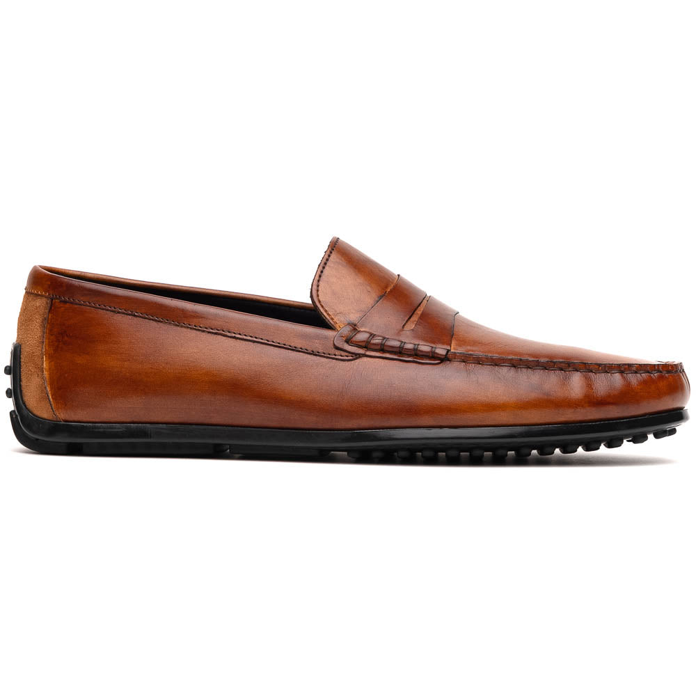 Zelli Italia Men's 35-115-CGN MONZA Hand Burnished Italian Calfskin Driving Loafers Cognac