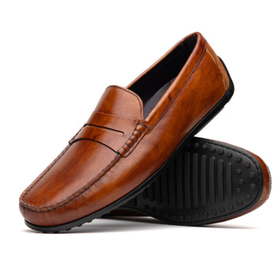 Zelli Italia Men's 35-115-CGN MONZA Hand Burnished Italian Calfskin Driving Loafers Cognac