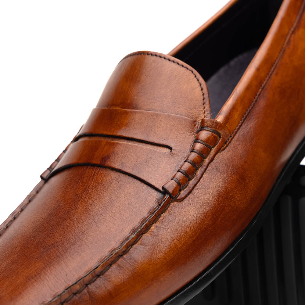 Zelli Italia Men's 35-115-CGN MONZA Hand Burnished Italian Calfskin Driving Loafers Cognac