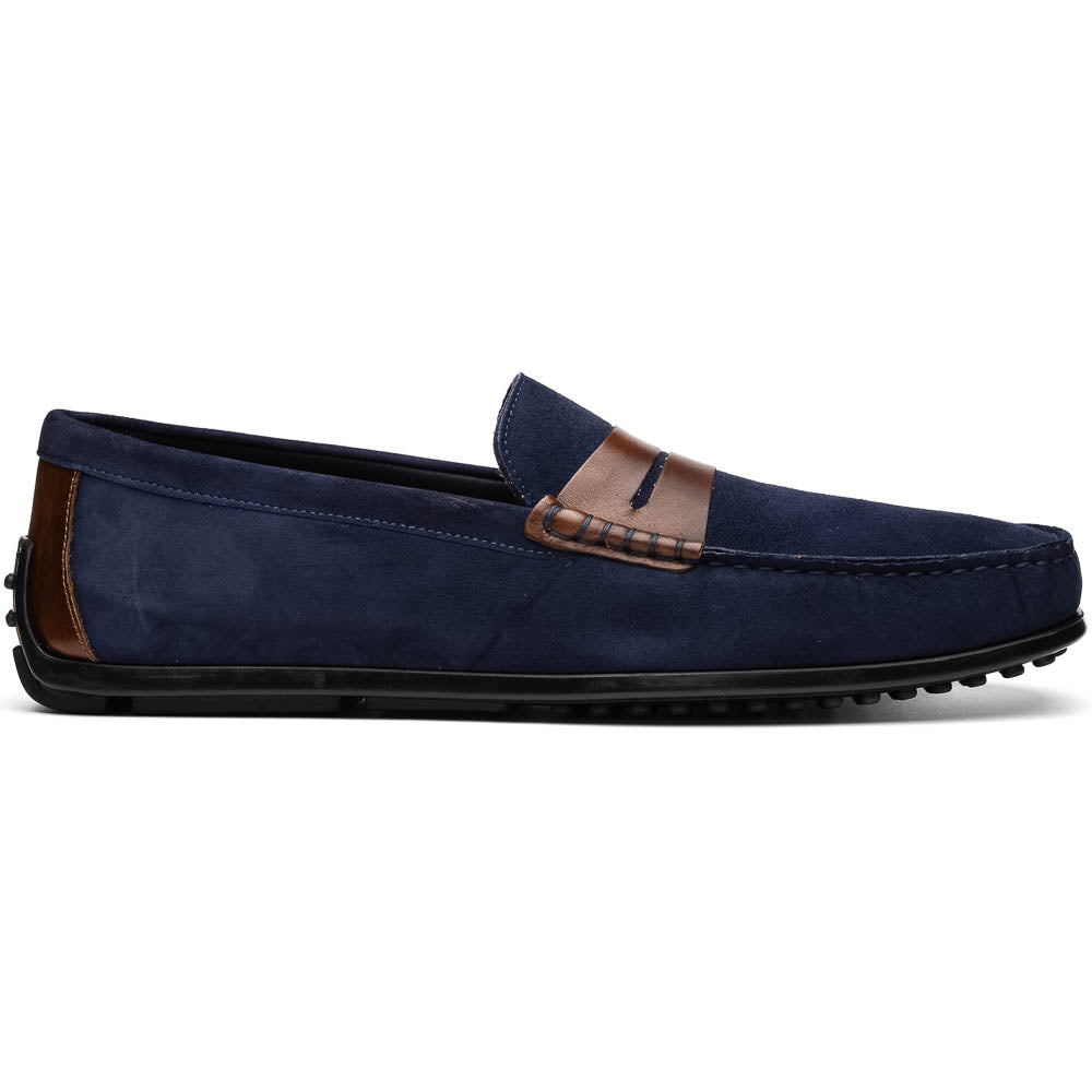 Zelli Italia Men's 36-300-NVY MONZA Sueded Italian Calfskin Driver Navy / Chestnut