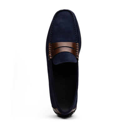 Zelli Italia Men's 36-300-NVY MONZA Sueded Italian Calfskin Driver Navy / Chestnut