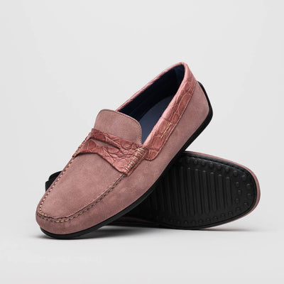 Zelli Italia Men's 31-160-CDY MONZA Sueded Calfskin with Crocodile Driver Candy