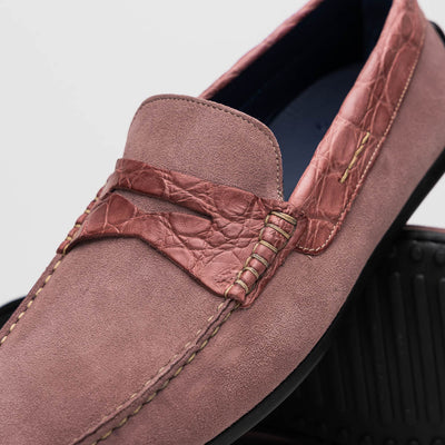 Zelli Italia Men's 31-160-CDY MONZA Sueded Calfskin with Crocodile Driver Candy