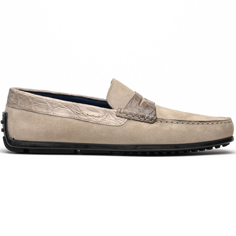 Zelli Italia Men's 31-160-SND MONZA Sueded Calfskin with Crocodile Driver Sand