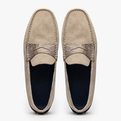 Zelli Italia Men's 31-160-SND MONZA Sueded Calfskin with Crocodile Driver Sand