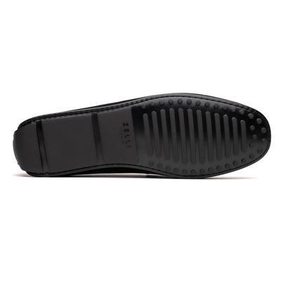 Zelli Italia Men's 36-300-BLK MONZA Sueded Italian Calfskin Driver Black / Chestnut