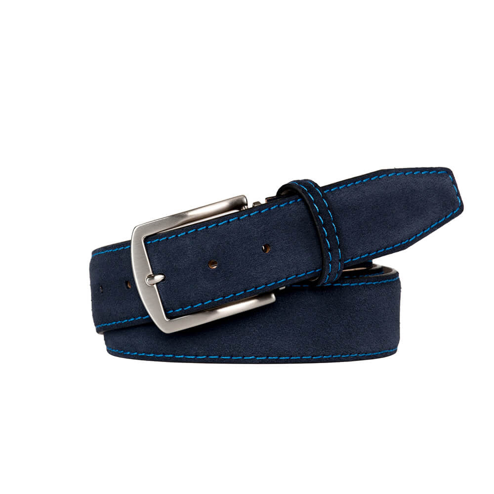 Navy Suede Leather Belt