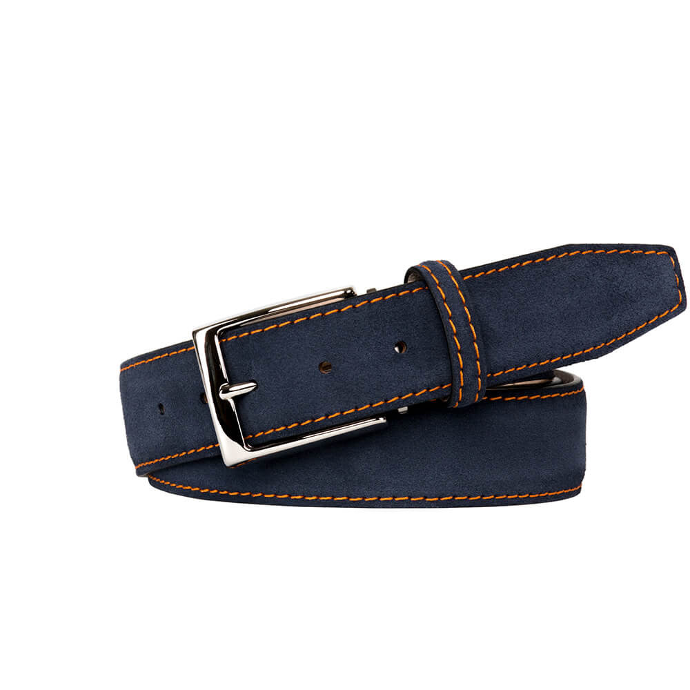 Navy Suede Leather Belt