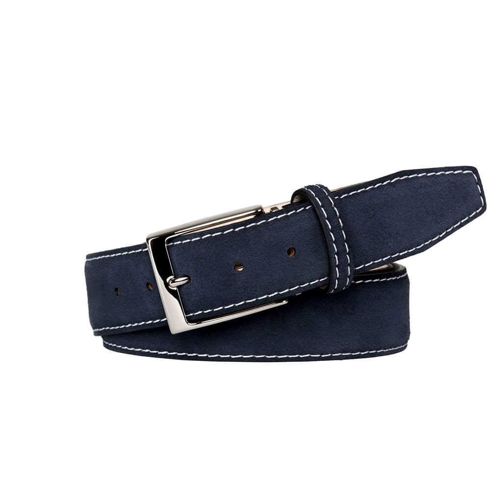 Navy Suede Leather Belt