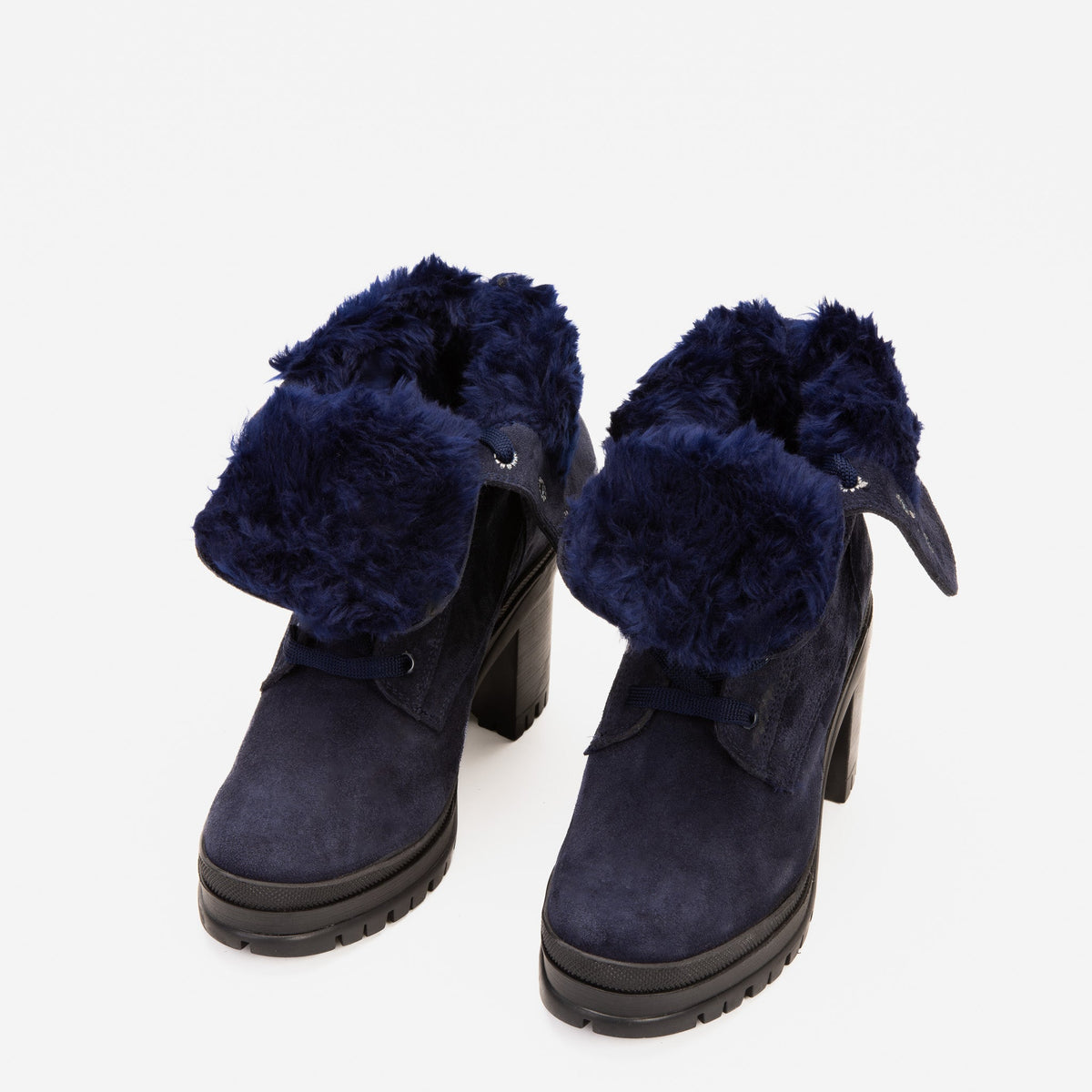 Vinci Leather The Elera Navy Blue Leather Block Heel Women Boot – product view 5