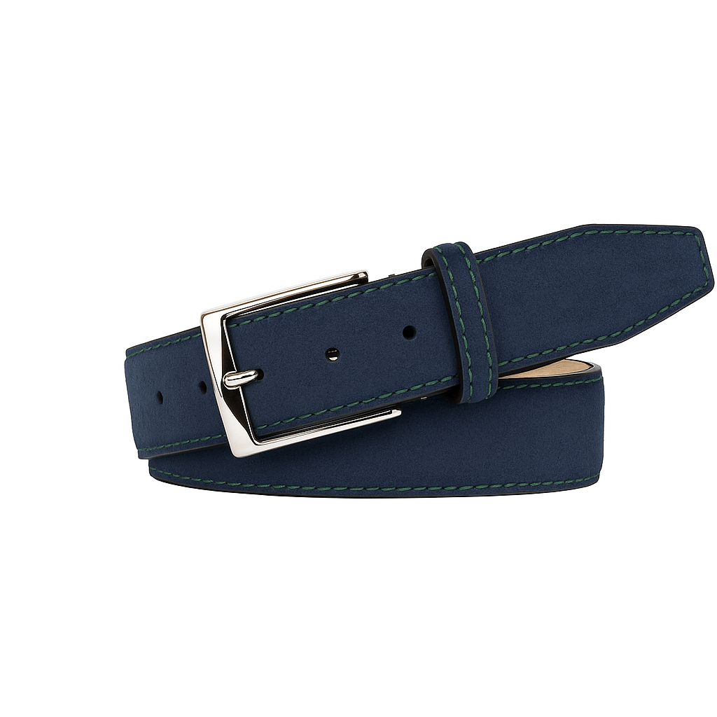 Navy Suede Leather Belt