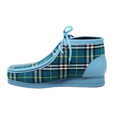 British Walkers New Castle men's Blue Plaid ankle boots, left-facing side view