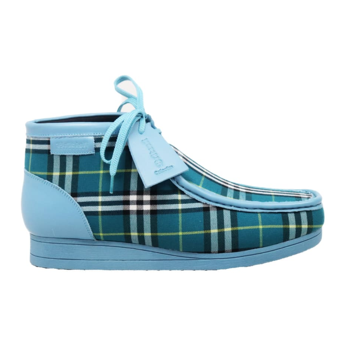British Walkers New Castle men's Blue Plaid ankle boots, right-facing side view