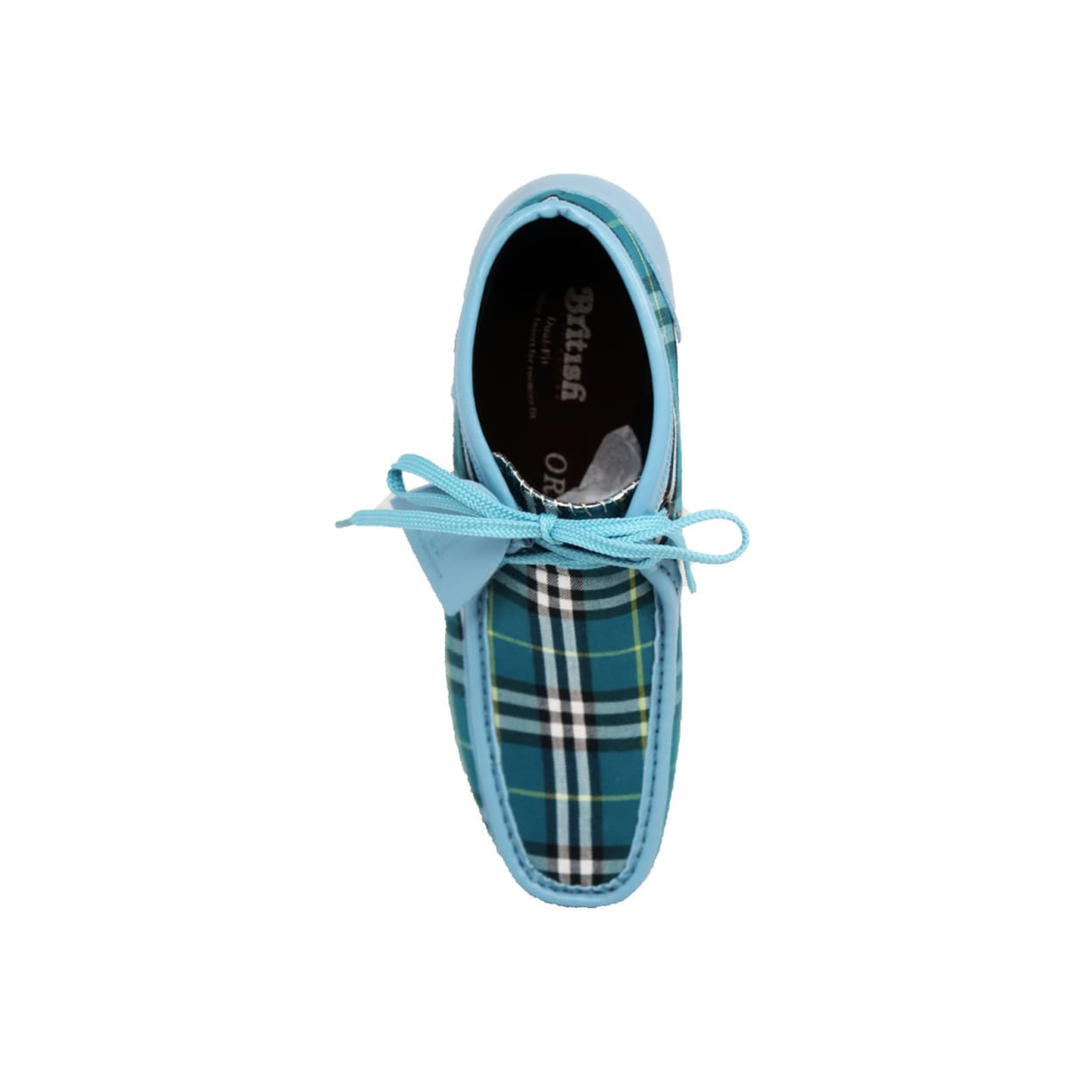 British Walkers New Castle men's Blue Plaid ankle boots, top view