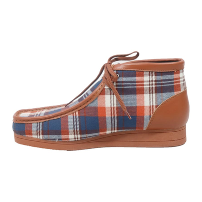 British Walkers New Castle men's Brown Plaid ankle boots, left-facing side view