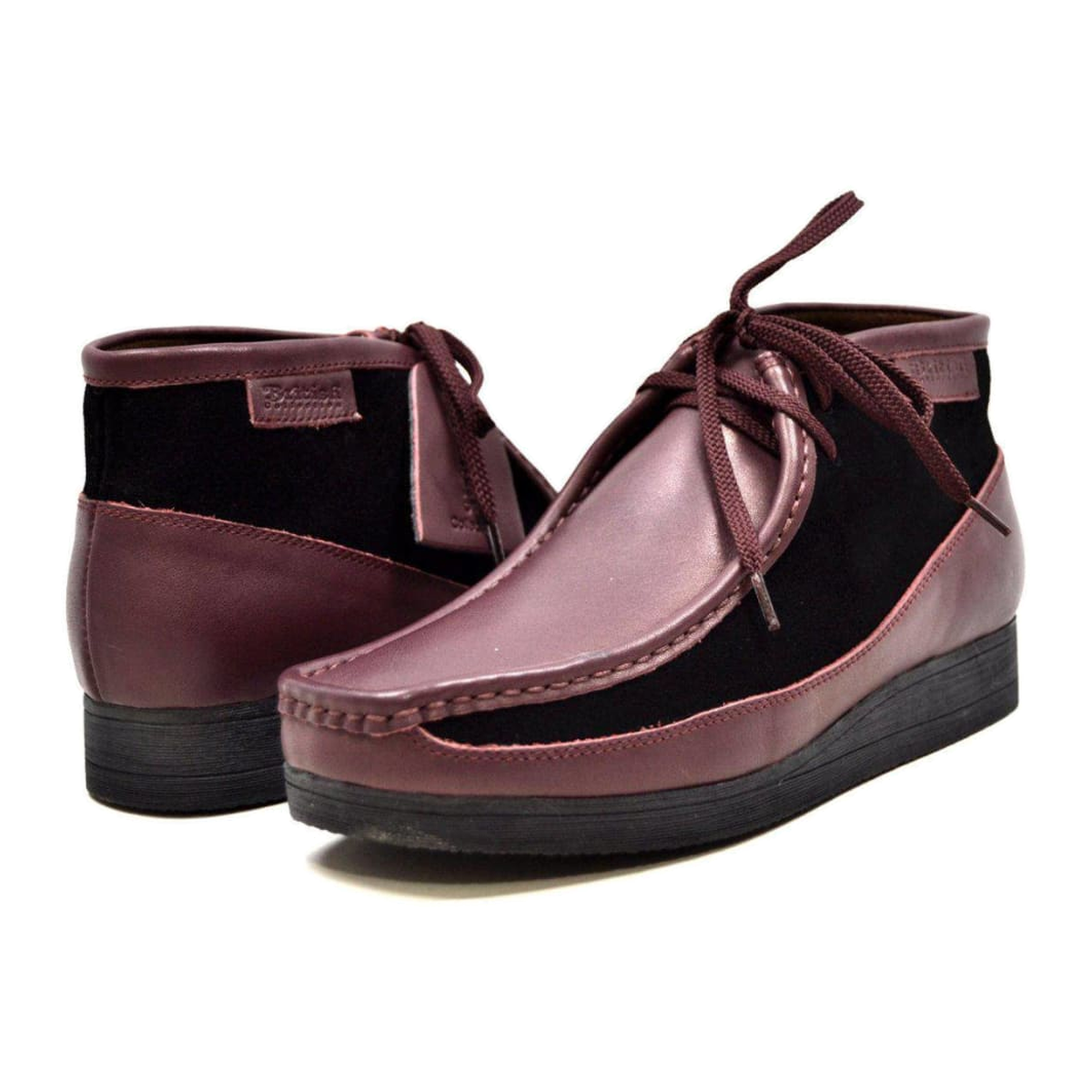 British Walkers New Castle men's burgundy ankle boots, three-quarter pair view