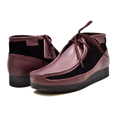British Walkers New Castle men's burgundy ankle boots, three-quarter pair view
